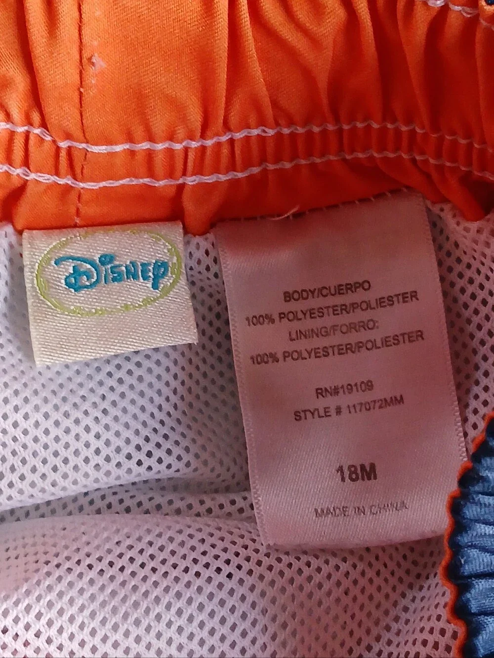 Mickey Mouse Orange and Blue Toddler Swim Shorts with Mesh Lining 18M